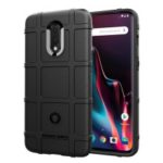 Anti-shock Square Grid Texture TPU Case Phone Shell for OnePlus 7 – Black