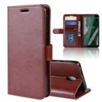 Crazy Horse PU Leather Stand Wallet Flip Case for Nokia 1 Plus – Brown
