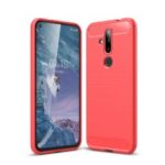 Carbon Fiber Texture Brushed TPU Case Accessory for Nokia 6.2 / X71 – Red