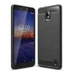 Carbon Fiber Texture Brushed TPU Case Cover for Nokia 1 Plus – Black