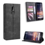 Auto-absorbed Vintage Leather Wallet Stand Shell for Nokia 3.2 – Black