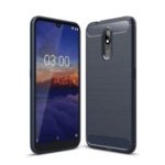 Carbon Fiber Brushed TPU Shell Case for Nokia 3.2 – Blue