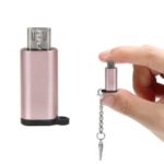 XQ-A002 Type-C to Micro USB Charging Data Sync Adapter with Anti-lost Hook – Rose Gold