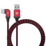 MOMAX 1.2m 5A L-shape Braided Data Cable Type-C to USB-A Charging Cord – Red