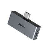 BASEUS L57 Type-C Male to Type-C Female+3.5mm Female Adapter [Without Cable+Mini+PD Quick Charger] – Grey