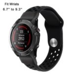 22mm Two-tone Hollow Silicone Watch Strap for Garmin Fenix 5/Garmin Forerunner 935 – Black / Black
