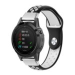 22mm Two-tone Silicone Watch Band for Garmin Fenix5/Forerunner 935/Quatix5/Quatix5 Sapphire/Approach S60 – Black / White