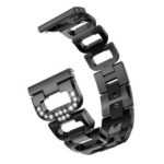 22mm D-shape Rhinestone Decor Stainless Steel Watch Band for Huawei Watch GT – Black