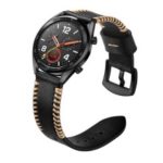 22MM Side Stitches Genuine Leather Watch Strap for Huawei Watch GT/Watch 2 Pro/Honor Watch Magic – Black