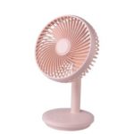 Portable Desk Fan Mini Angle-adjustable Low Noise USB Rechargeable – Pink