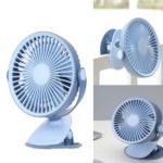 WT-F15 Portable Travel Fan Rechargeable USB Clip Clamp Mini Fan for Pram Cot Car Desk – Blue