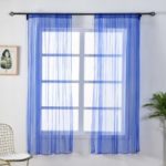 1×1.5m Transparent Curtain Window Tulle Drape Sheer for Living Room Bedroom  – Blue