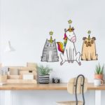 Unicorn Row Sitting Wall Sticker Adhesive Room Wallpaper Mural Art Decal 45x60cm