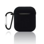 Thickening Silicone AirPods Protective Case with Buckle for Apple AirPods with Charging Case (2019) / with Charging Case (2016) – Black