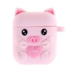 Silicone Cartoon Pig Earphone Cover Box for Apple AirPods for Wireless Charging Case (2019)/Charging Case (2019)/Charging Case (2016) – Deep Pink