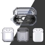 Bi-color TPU AirPods Protective Case with Strap for Apple AirPods with Wireless Charging Case (2019) – Black