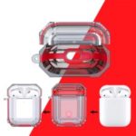 Bi-color TPU AirPods Protective Case with Strap for Apple AirPods with Wireless Charging Case (2019) – Red