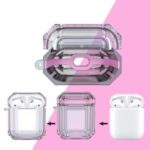 Bi-color TPU AirPods Protective Case with Strap for Apple AirPods with Wireless Charging Case (2019) – Pink