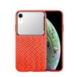 Woven Texture TPU + Glass Makeup Mirror Case for iPhone XR – Orange