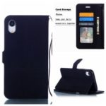 Cloth Texture PU Leather Card Holder Phone Case for iPhone XR 6.1 inch – Black Blue