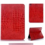 Crocodile Skin Wallet Stand Leather Tablet Case for iPad mini (2019) 7.9 inch/mini 4/3/2/1 – Red