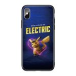 ROCK Cute Pikachu Pattern TPU Edge + Glass Hybrid Phone Back Case for iPhone X / XS – Dark Blue