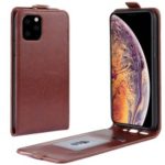 Vertical Flip Leather Phone Case with Card Slot for iPhone (2019) 6.5-inch – Brown