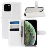 Litchi Skin Wallet Leather Stand Case for iPhone (2019) 5.8-inch – White