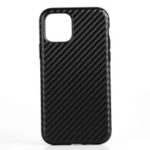 PU Leather Coated Flexible TPU Mobile Phone Case for iPhone (2019) 5.8-inch – Black Carbon Fiber Texture