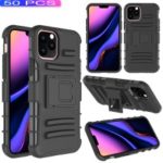 [50pcs]3-in-1 Armor Anti-fall Waist Belt Clip TPU PC Hybrid Case for iPhone (2019) 5.8-inch – All Black