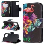 Cross Texture Pattern Printing Leather Wallet Stand Phone Case for iPhone (2019) 6.1-inch – Flamingos and Flowers