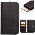 QIALINO Oil Wax Cowhide Leather Wallet Flip Phone Casing Bag for iPhone XR/XS Max/6 Plus/7 Plus/8 Plus – Black