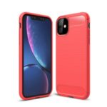 Anti-fall Carbon Fiber Texture Brushed TPU Phone Case for iPhone (2019) 6.1-inch – Red