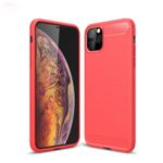 Shockproof Carbon Fiber Texture Brushed TPU Phone Shell for iPhone (2019) 6.5-inch – Red