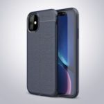 Litchi Texture Soft TPU Back Case for iPhone (2019) 6.1-inch – Dark Blue