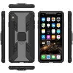Warrior Style Rotating Ring Kickstand PC+TPU Hybrid Phone Case for iPhone XS Max 6.5 inch – Black