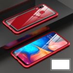 Metal Frame + Tempered Glass Back Magnetic Hybrid Phone Casing for Samsung Galaxy A30/A20 – Red