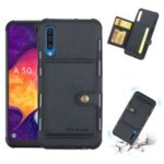 Brushed Card Slots PU Leather Coated Hard PC Casing for Samsung Galaxy A50 – Black
