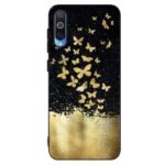 Embossment Pattern Printing Soft TPU Protective Back Case for Samsung Galaxy A50 – Gold Butterflies