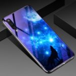 Electroplated TPU Soft Frame + Blue-ray Tempered Glass + PC Back Plate Hybrid Case for Samsung Galaxy A50 – Starry Sky and Wolf