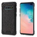 Glitter Powder Shock-proof PC+TPU Cell Phone Hybrid Back Shell for Samsung Galaxy S10 Plus – Black