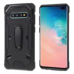 Shock Resistant Kickstand PC TPU Combo Phone Shell for Samsung Galaxy S10 Plus – Black