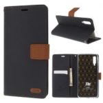 ROAR KOREA Twill Grain Leather Wallet Case for Samsung Galaxy A70 – Black