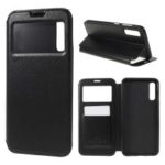 ROAR KOREA View Window Auto-absorbed Leather Stand Phone Cover for Huawei A50 – Black