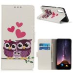 Pattern Printing Leather Wallet Case for Samsung Galaxy A10e – Owls and Hearts