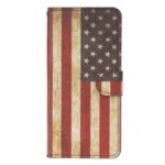Pattern Printing Leather Wallet Stand Case for Samsung Galaxy A20/A30 – Retro American Flag