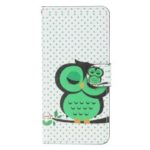 Pattern Printing Leather Wallet Stand Case for Samsung Galaxy A20/A30 – Sleeping Owl on the Branch