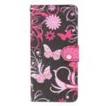 Pattern Printing Leather Wallet Stand Case for Samsung Galaxy A20/A30 – Butterfly Flowers