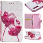 Light Spot Decor Patterned Leather Wallet Case for Samsung Galaxy A50 – Vivid Flowers