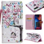 Light Spot Decor Patterned Leather Wallet Case for Samsung Galaxy A20/A30 – Flowered Tree